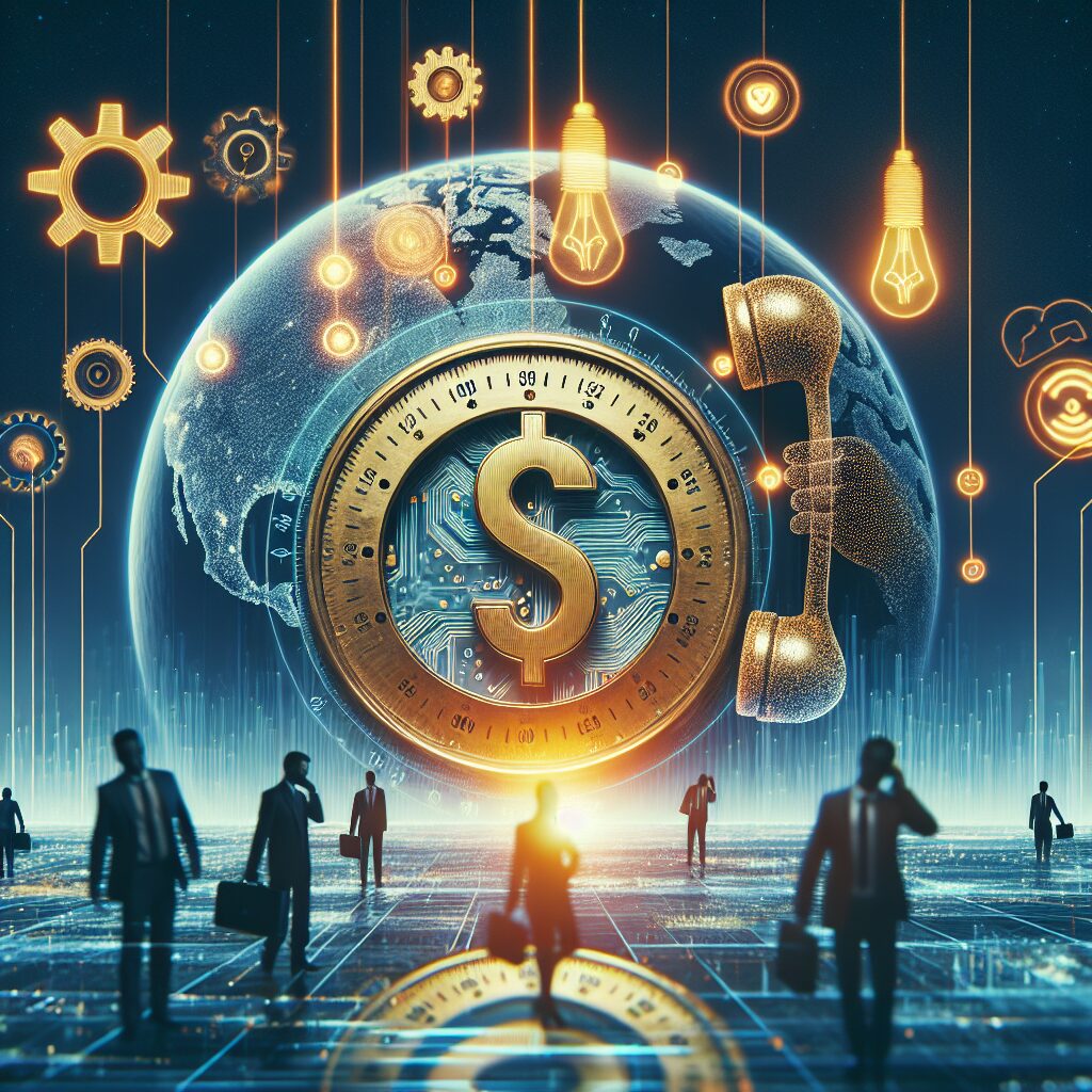 Atendimento ao cliente em telecomunicações com equipe atenta e clientes satisfeitos.