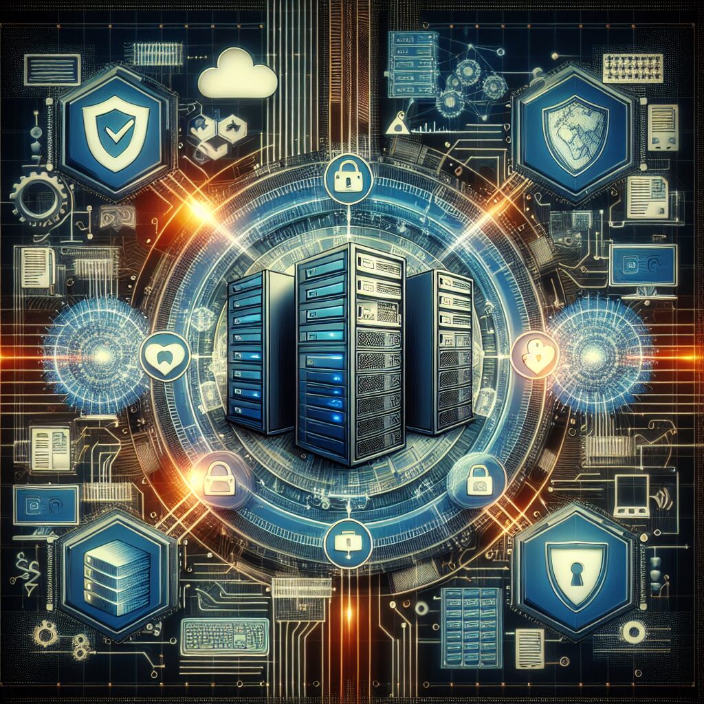 Rede 6G com símbolos de proteção de dados e tecnologia avançada.