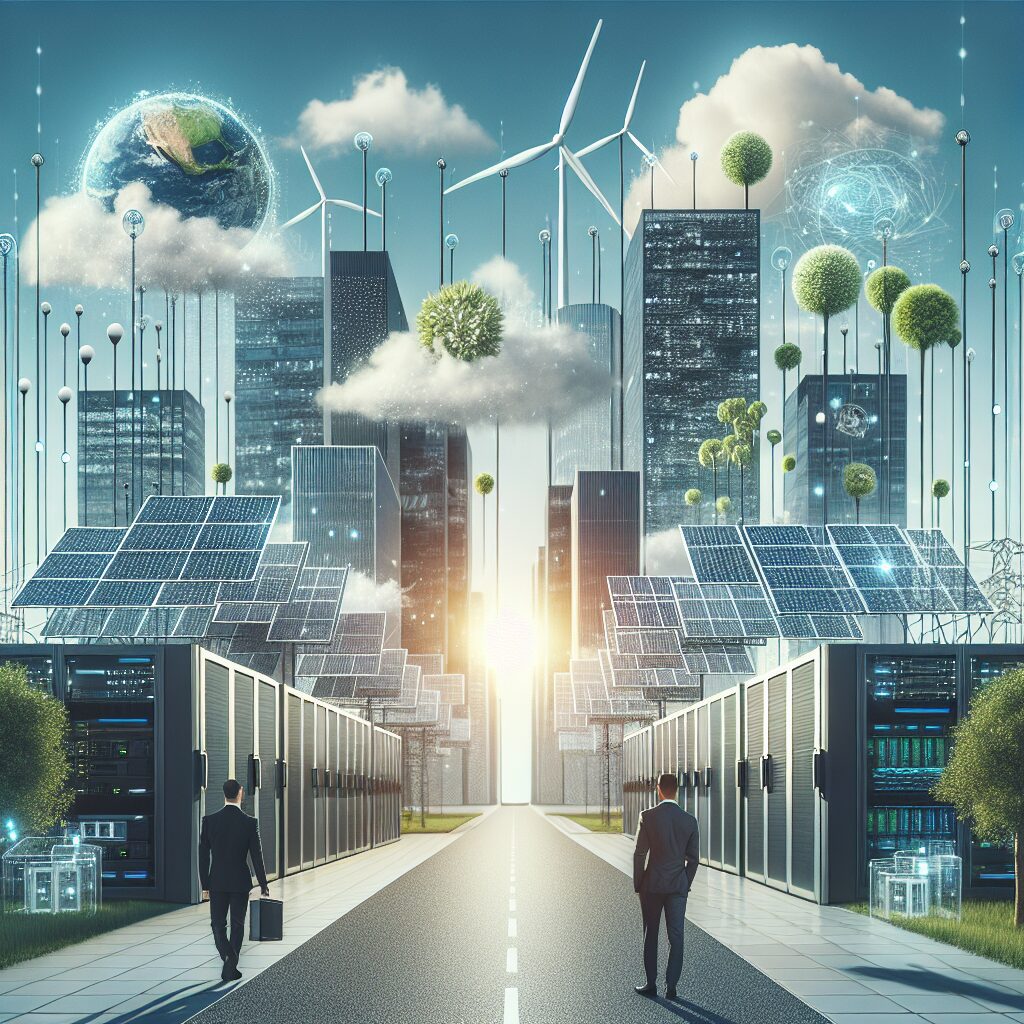 Infográfico sobre as vantagens e desvantagens da energia verde nas infraestruturas de TI.