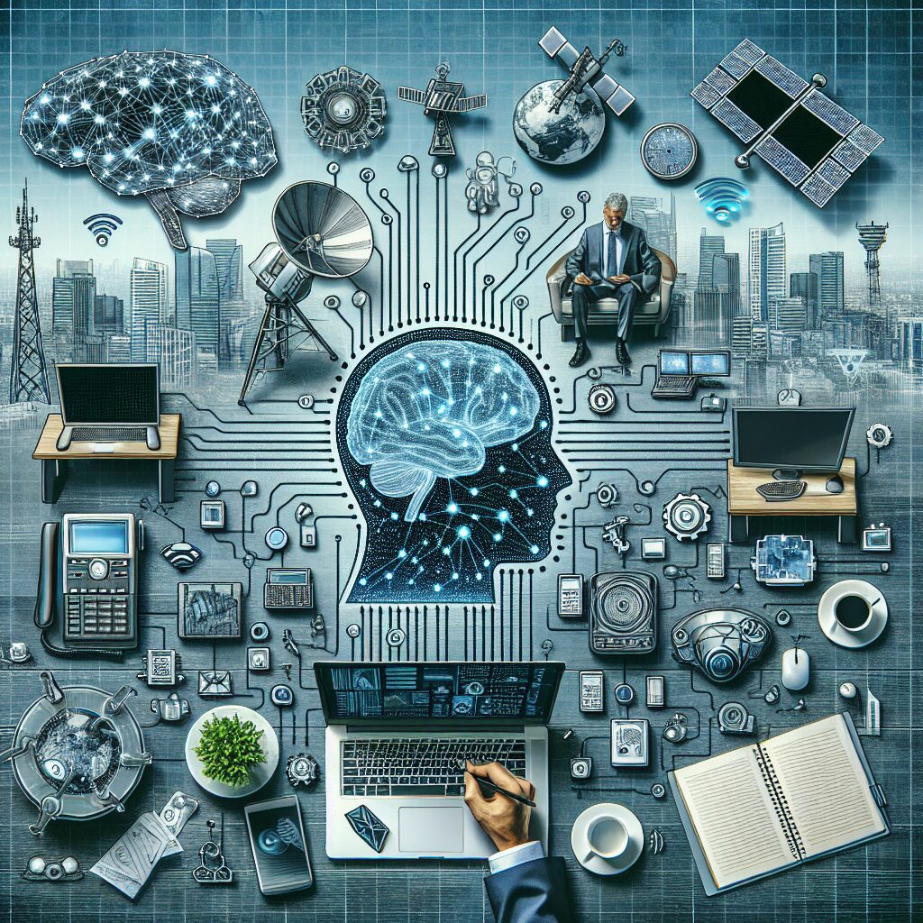 Representação gráfica da inteligência artificial aplicada às telecomunicações.