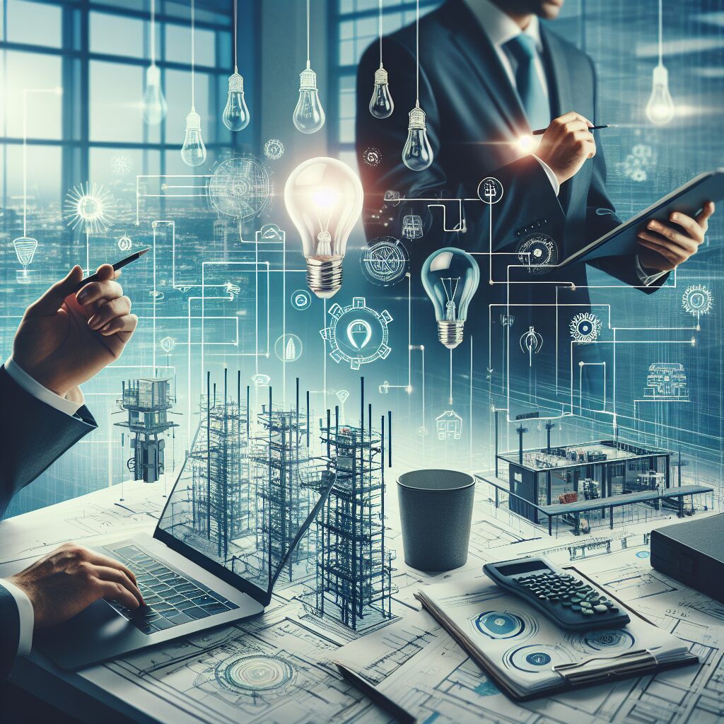 Estruturas de infraestrutura elétrica em um ambiente industrial moderno.