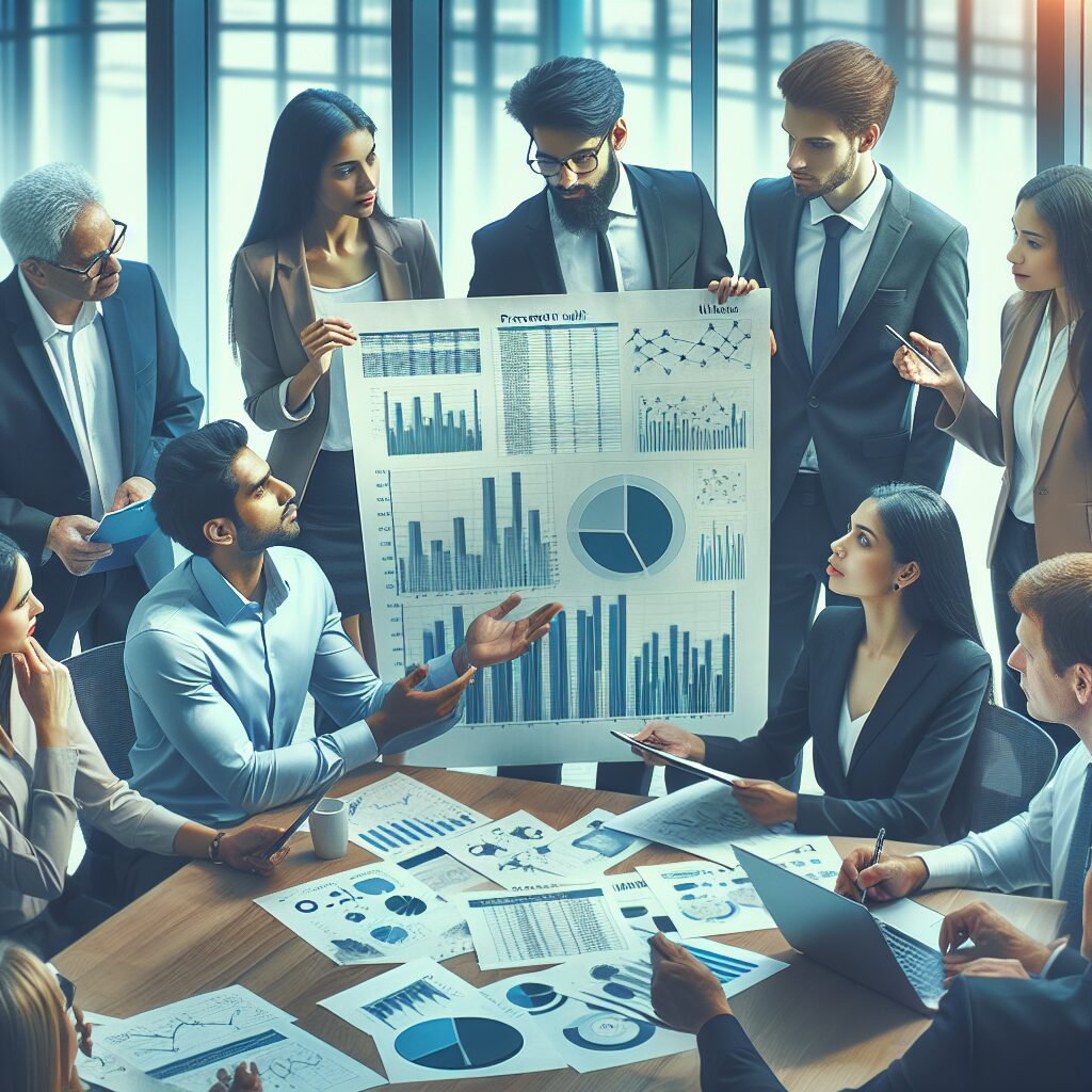 Equipe de auditoria analisando dados de utilities em uma reunião estratégica.