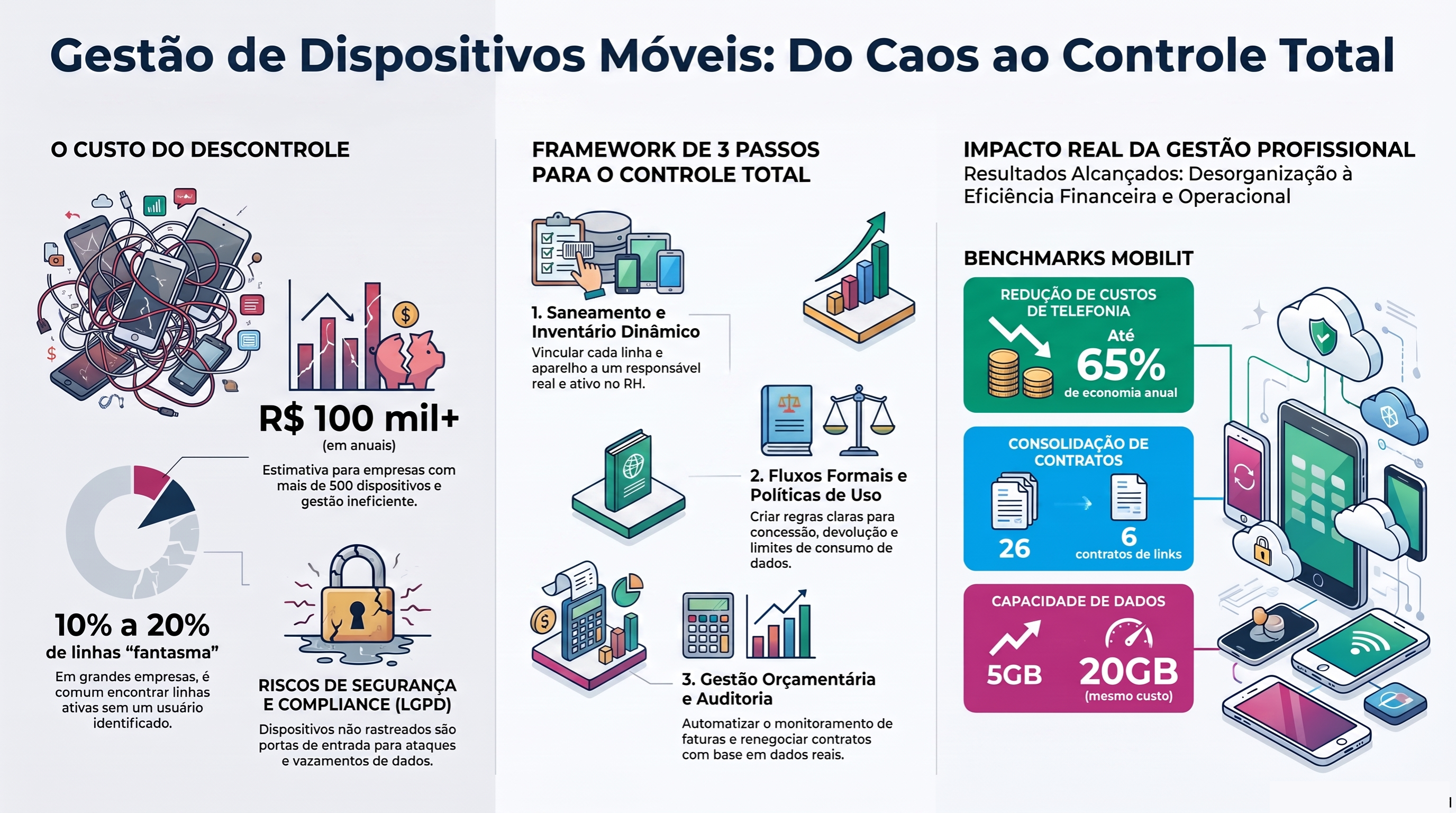 Infográfico Gestão de Dispositivos Móveis: Do Caos ao Controle Total