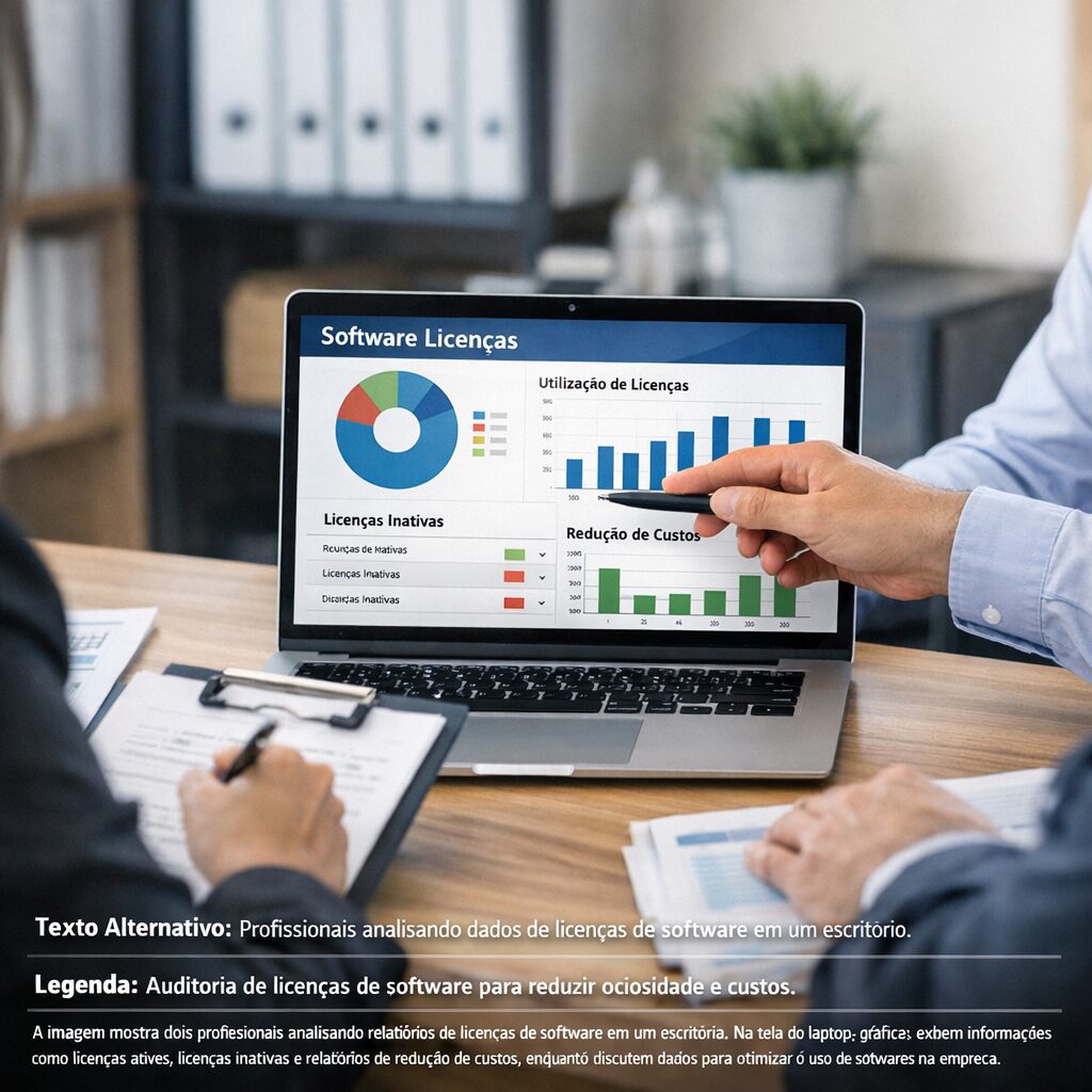 Gráfico de eficiência na gestão de licenças de software.
