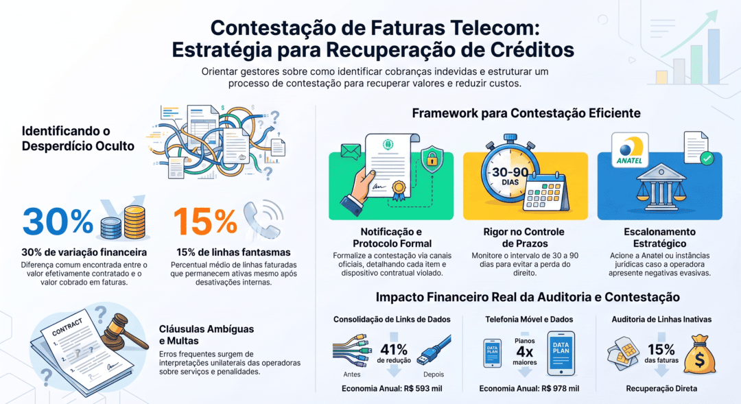 Infográfico - Guia Estratégico de Auditoria de Faturas Telecom