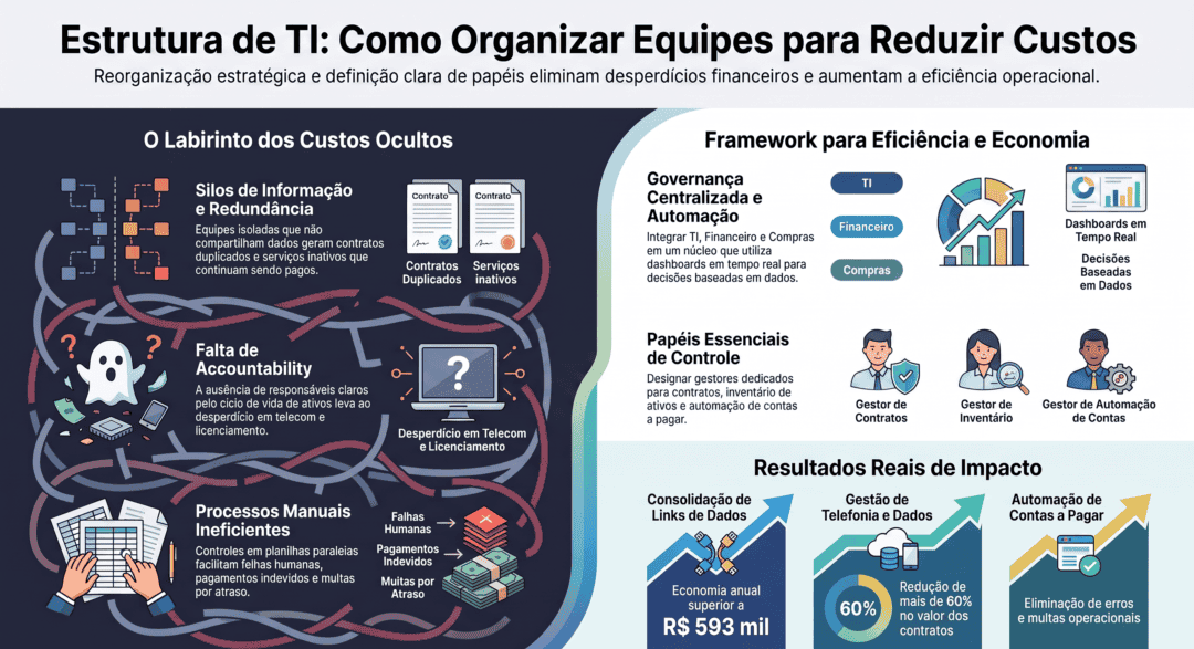 Infográfico - Estrutura da Área de TI: como organizar equipes e responsabilidades para reduzir custos