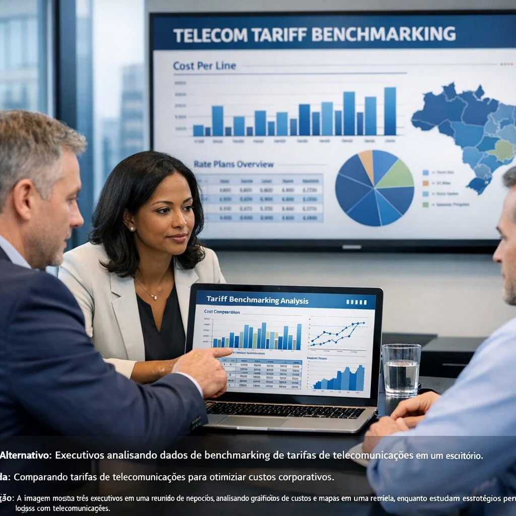 Gráfico comparativo de tarifas de telecomunicações entre diferentes operadoras.