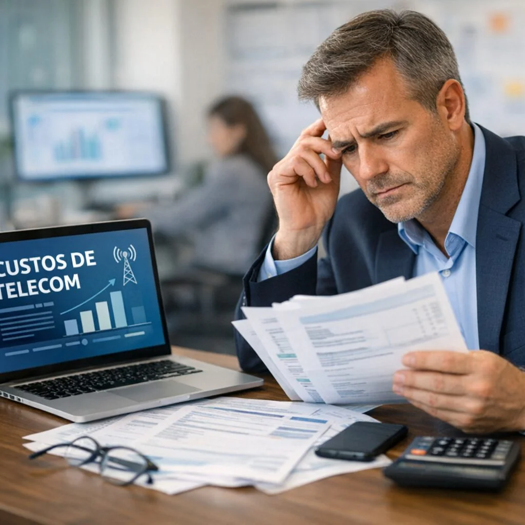 Gráfico ilustrando perdas financeiras por falta de auditoria em faturas de telecomunicações.